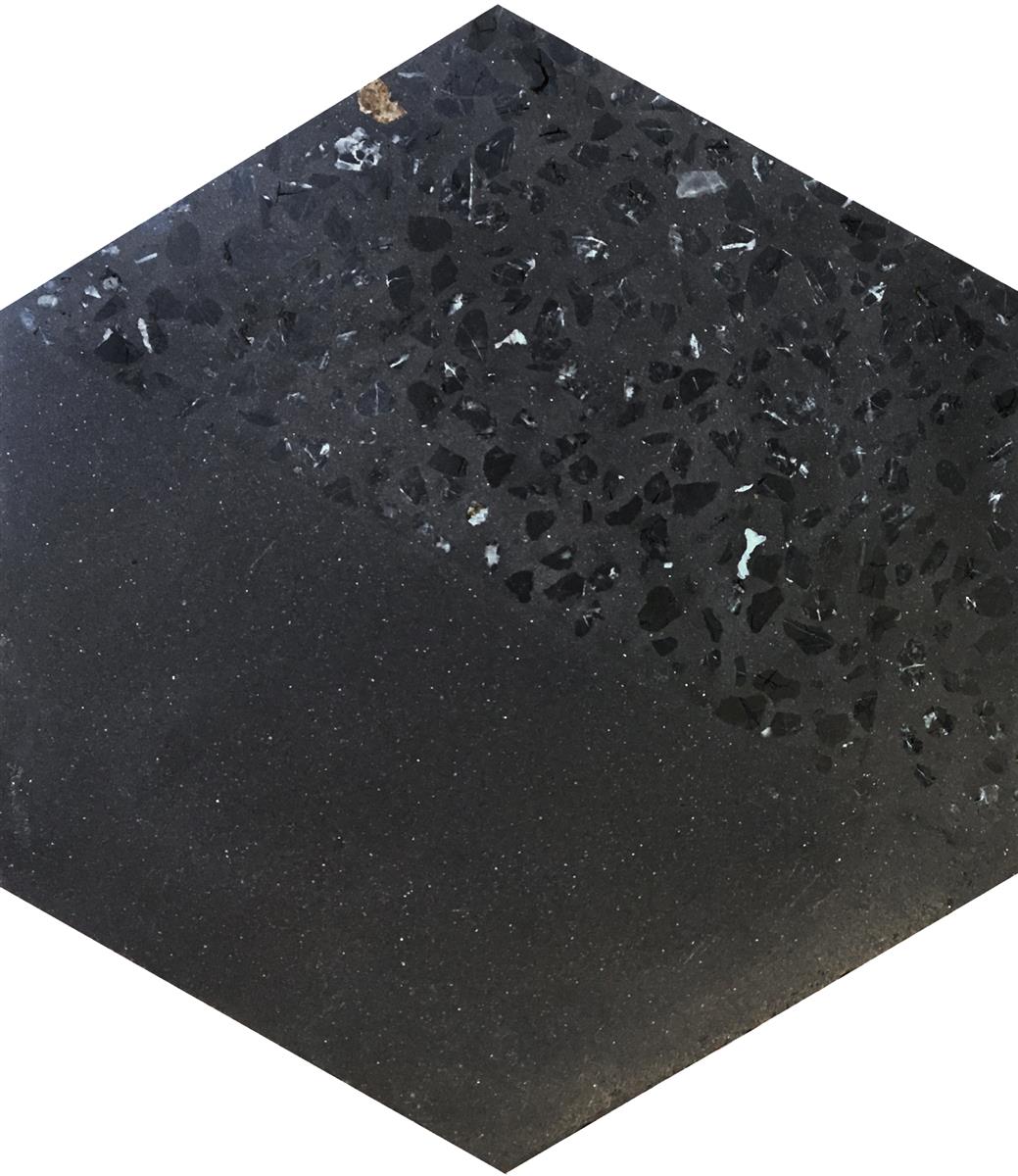 Hexagon Terrazzo Black 17,4x15x1,6 cm